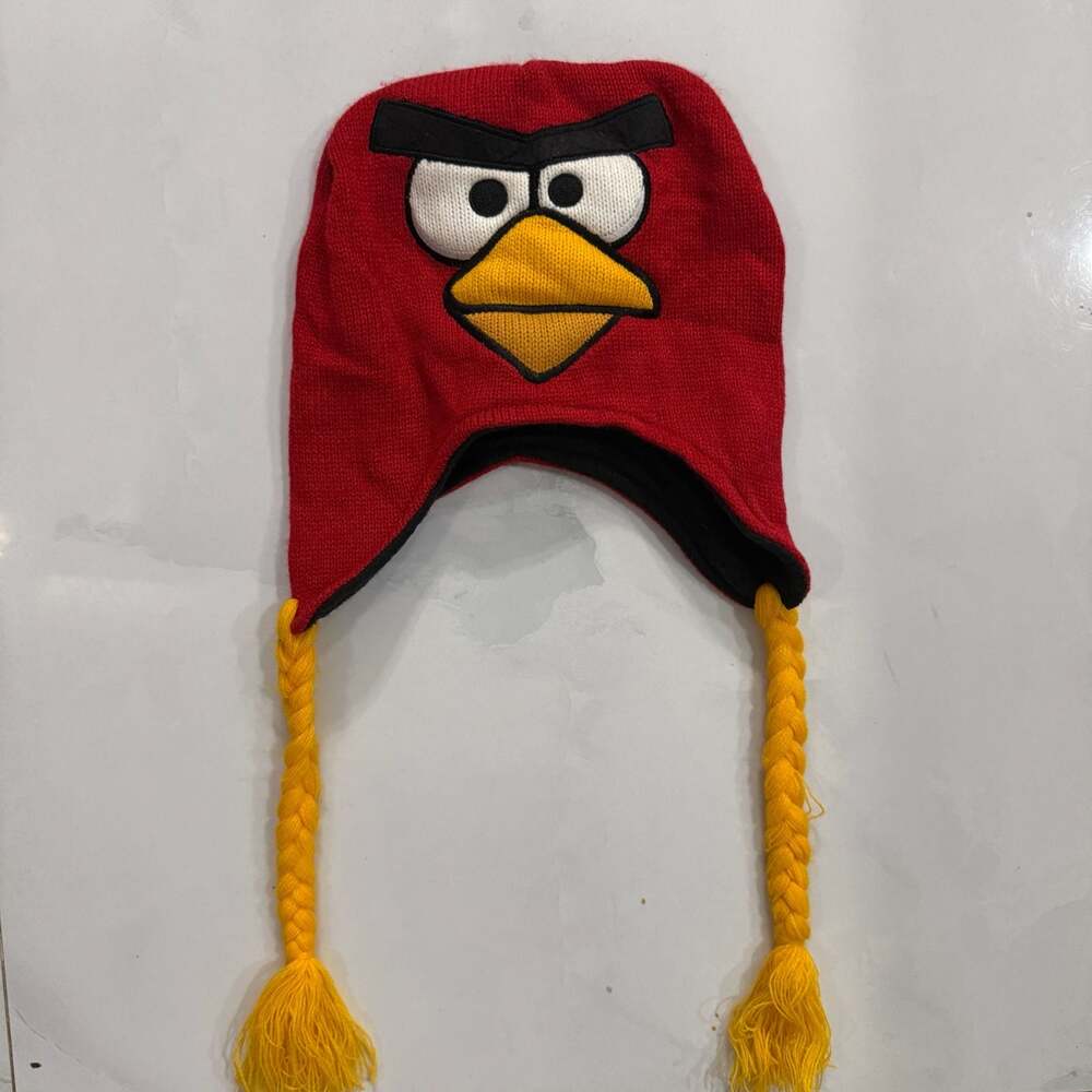 Angry Birds Red Trapper Hat with Yellow Braids and Tassels
